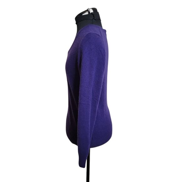 Only Mine 2-Ply Cashmere V-Neck Sweater – Size MP (Petite Medium) | Jewel Purple - Picture 5 of 8
